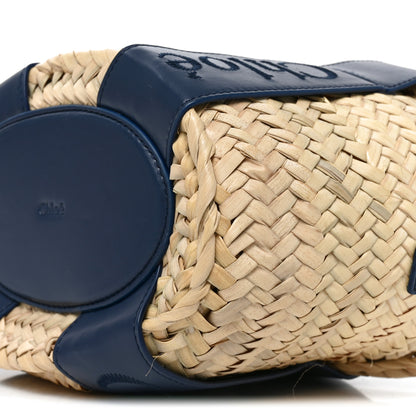 Chloe Raffia Smooth Calfskin Small Sense Basket Night Blue 9 of 9