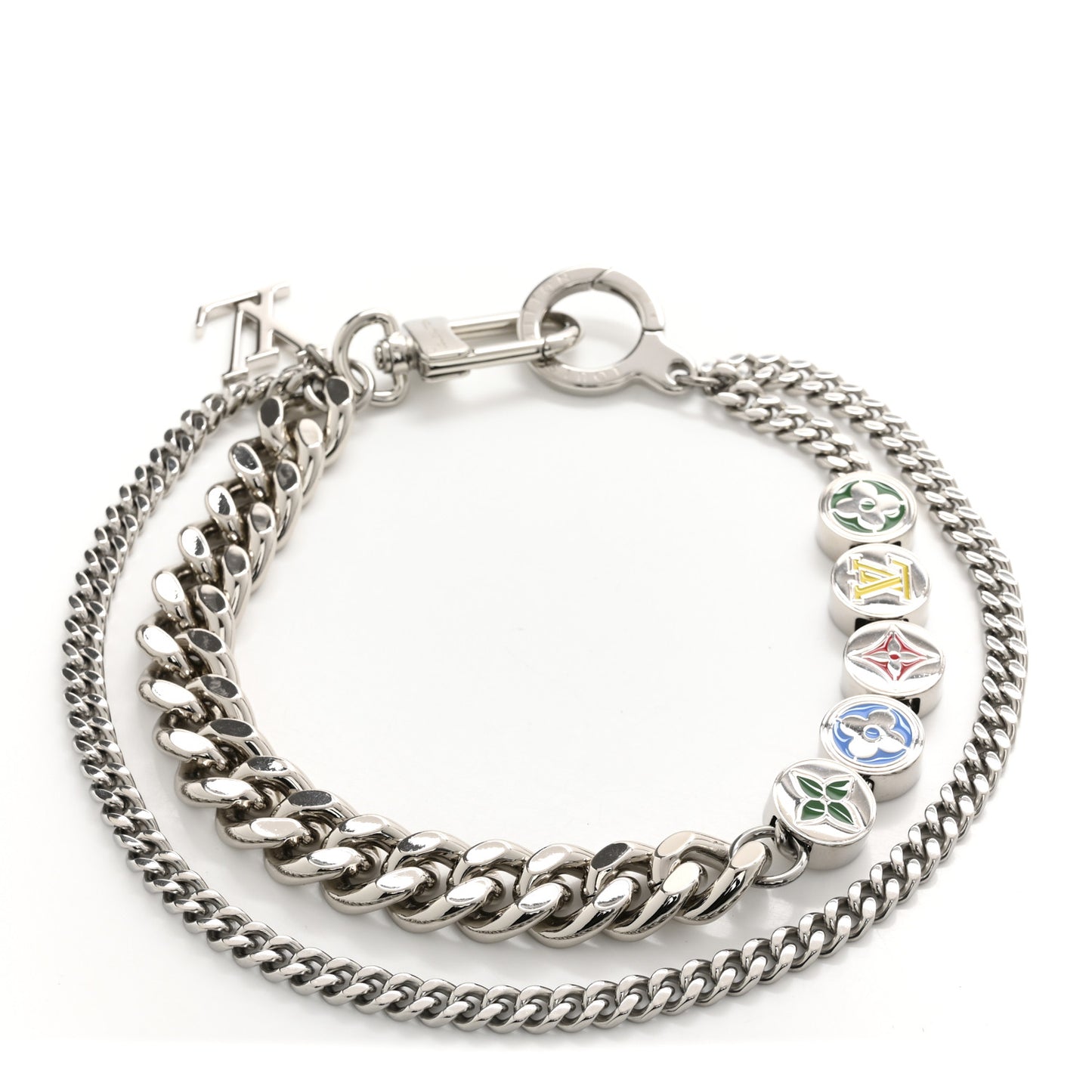 Metal Monogram Chain Belt Silver