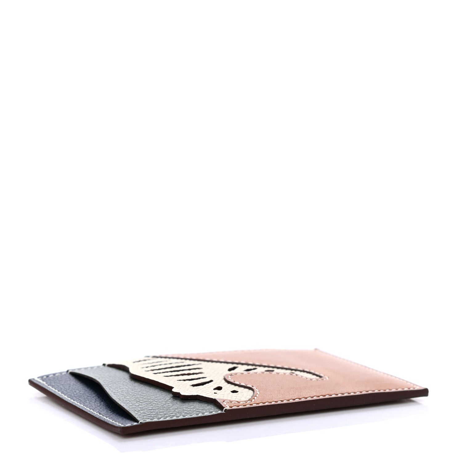 Hermes Epsom Barenia Evercolor Rooroo 3CC Card Holder Fauve Craie Bleu De Malte 4 of 6