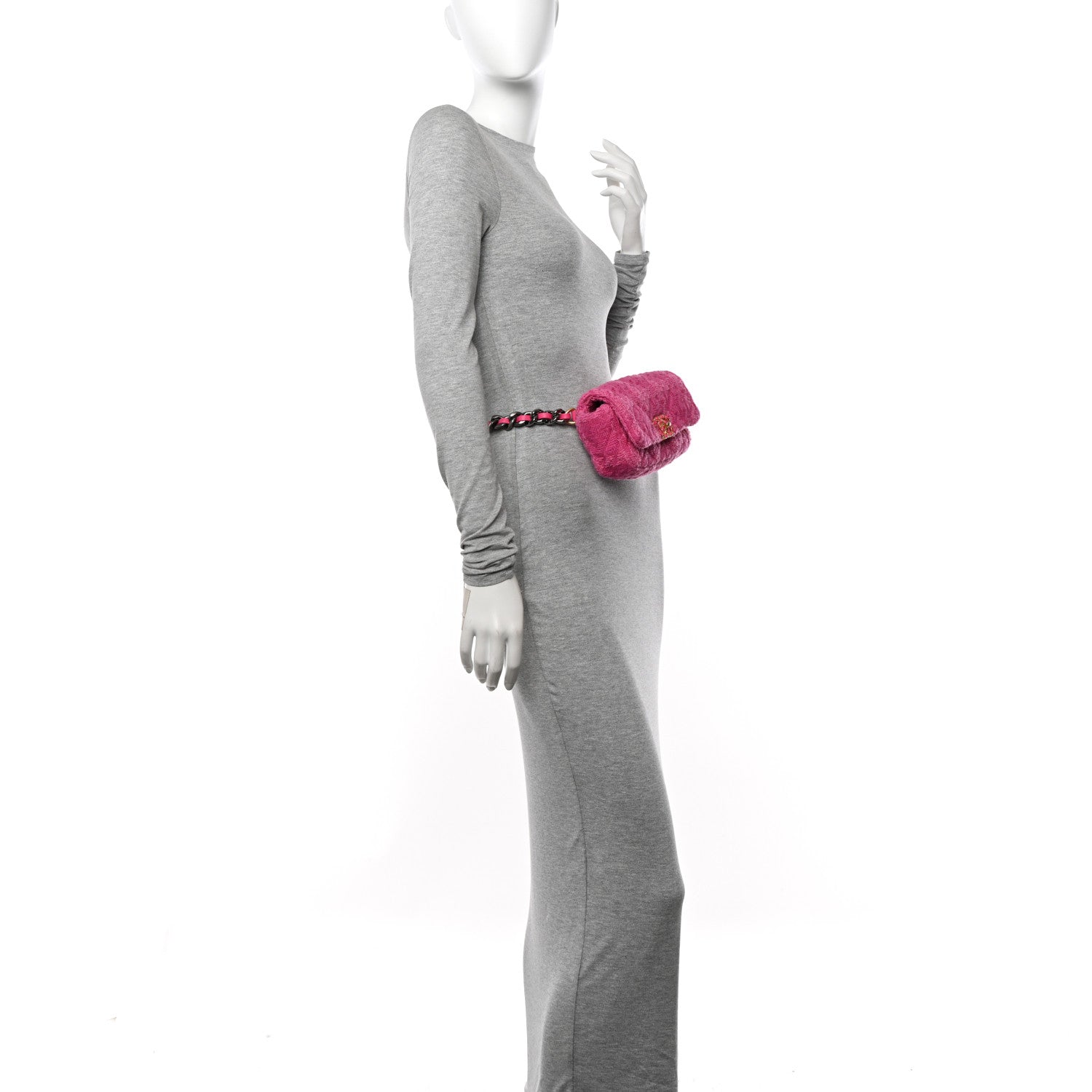Chanel Tweed Quilted Chanel 19 Waist Bag Pink 2 of 12