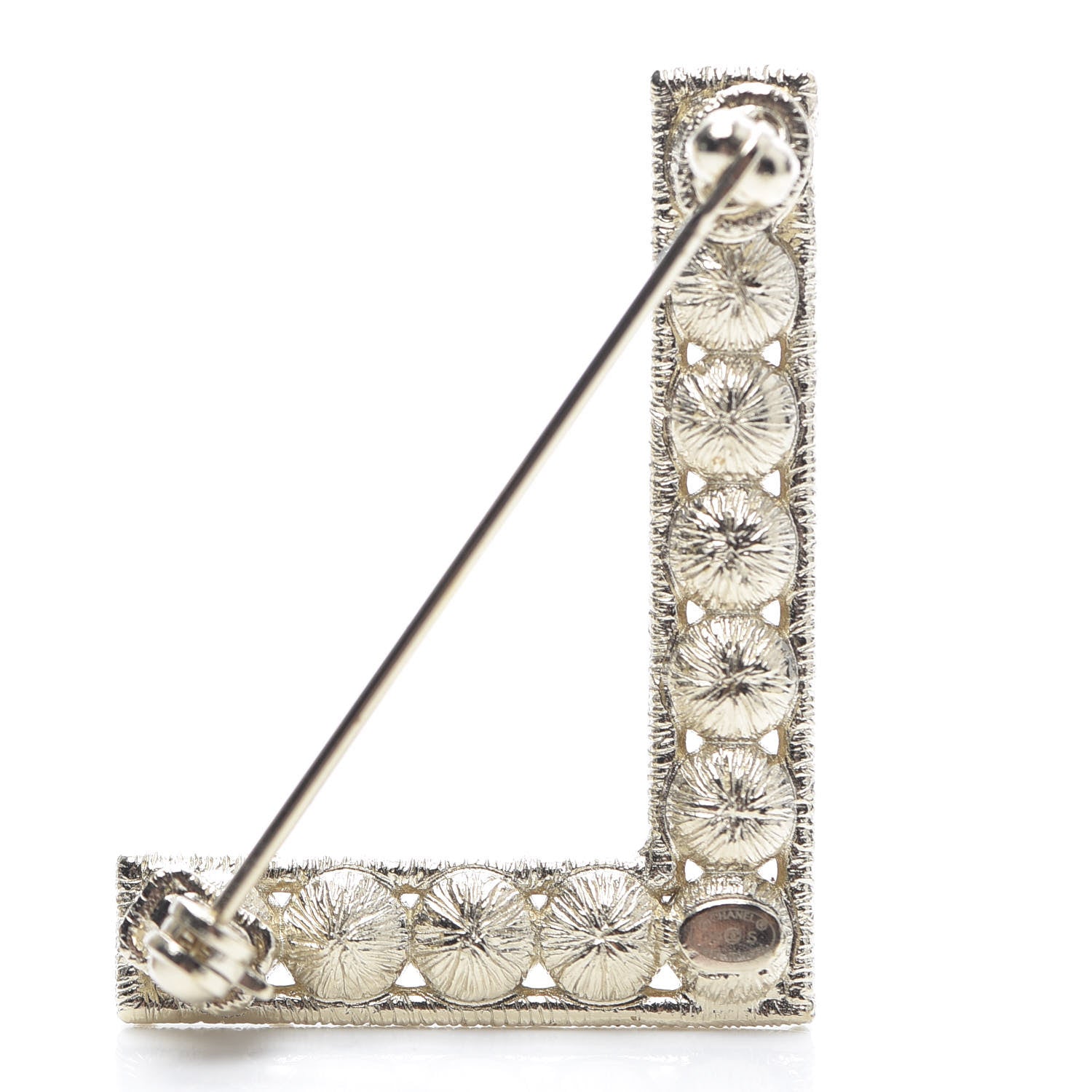 Chanel Crystal Cha-Nel Logo Brooch Set Gold 9 of 10