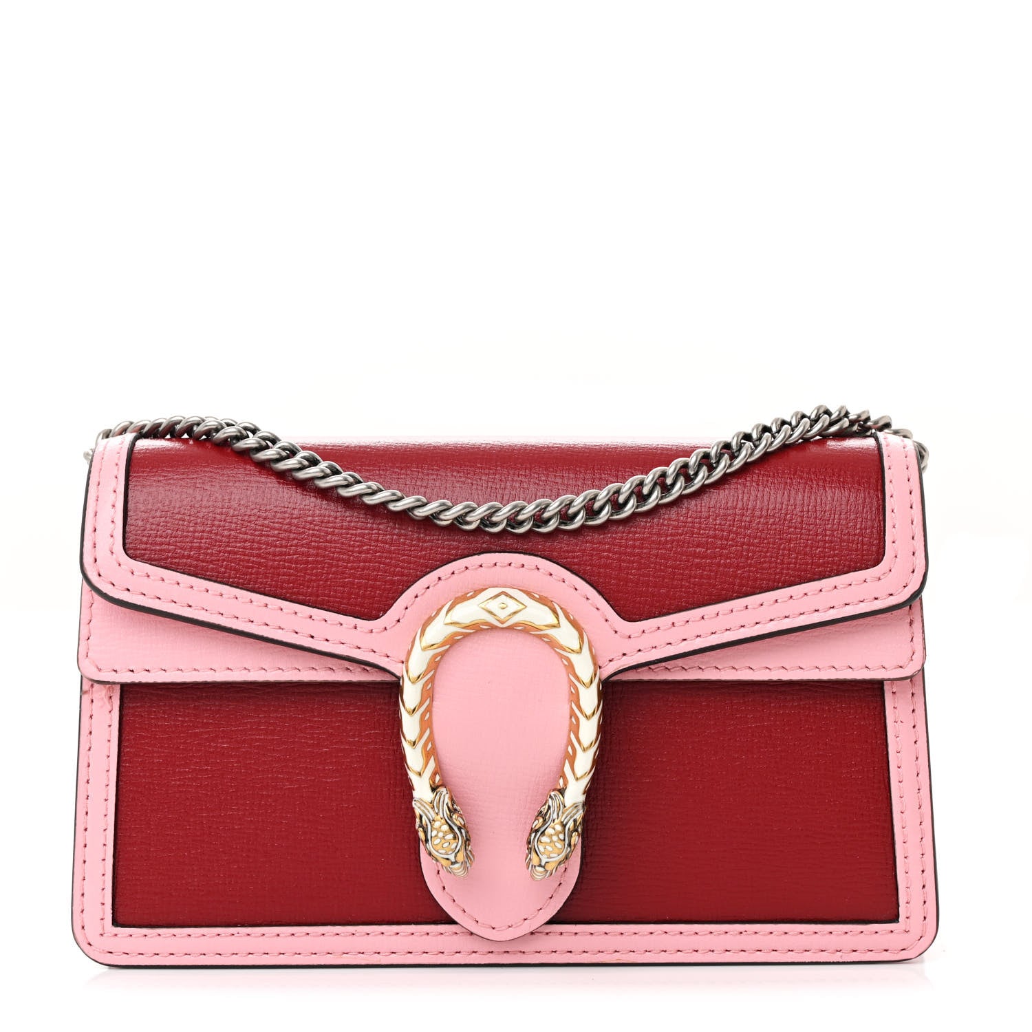 Gucci Azalea Calfskin Enamel Super Mini Dionysus Shoulder Bag New Cherry Red Wild Rose Off White 1 of 11