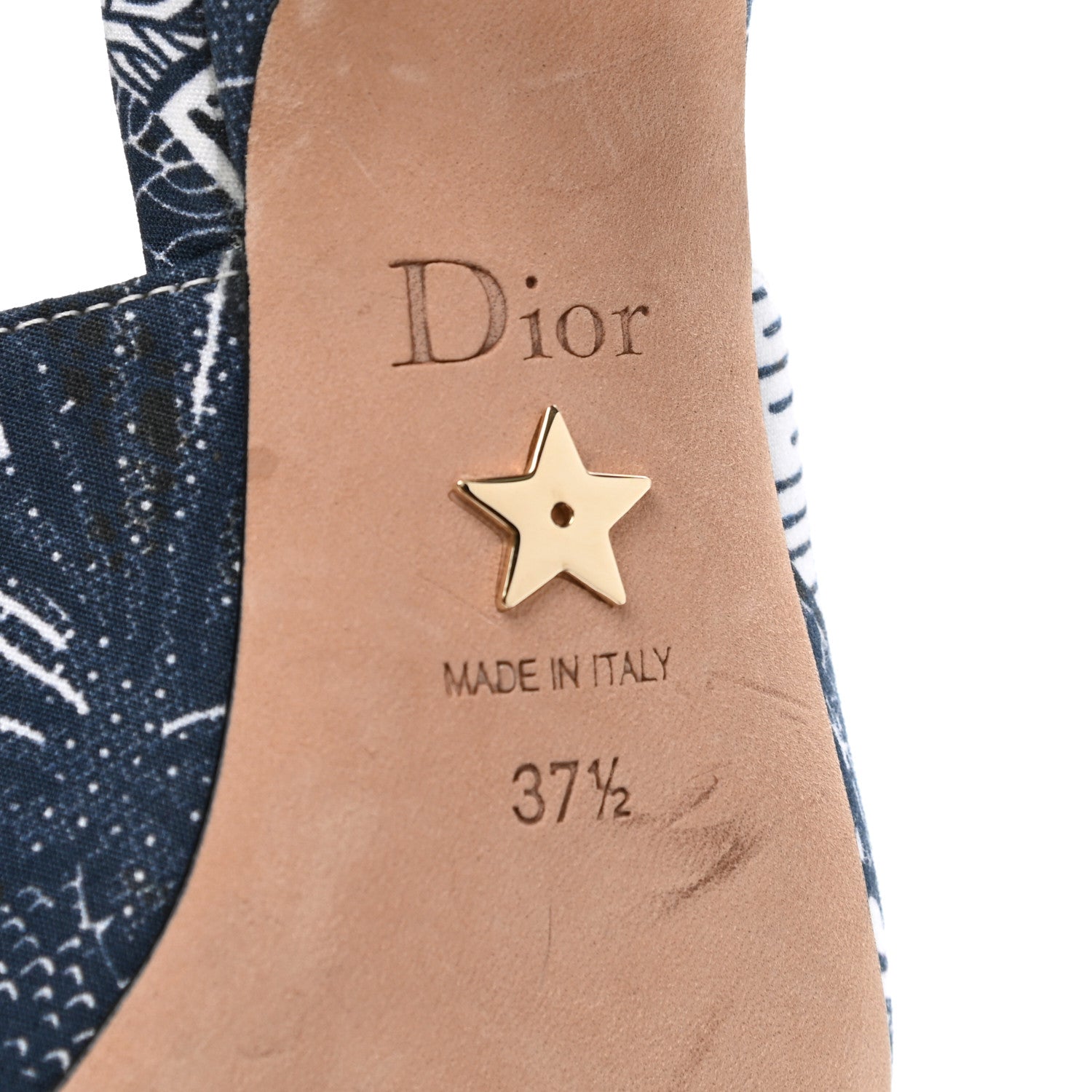 Christian Dior Toile De Jouy Tropicalia Sweet D Slingback Pumps 37.5 Indigo White 6 of 7
