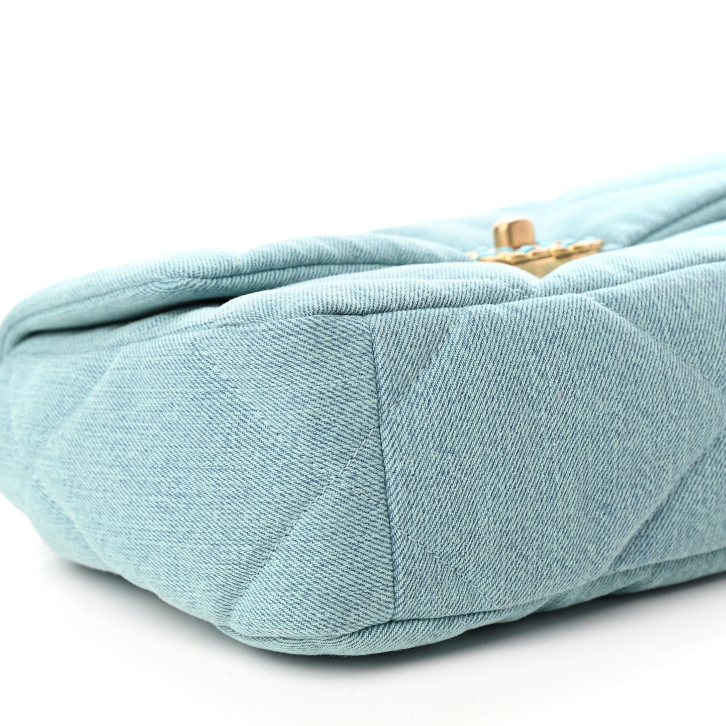 Denim Quilted Medium Chanel 19 Flap Neon Blue