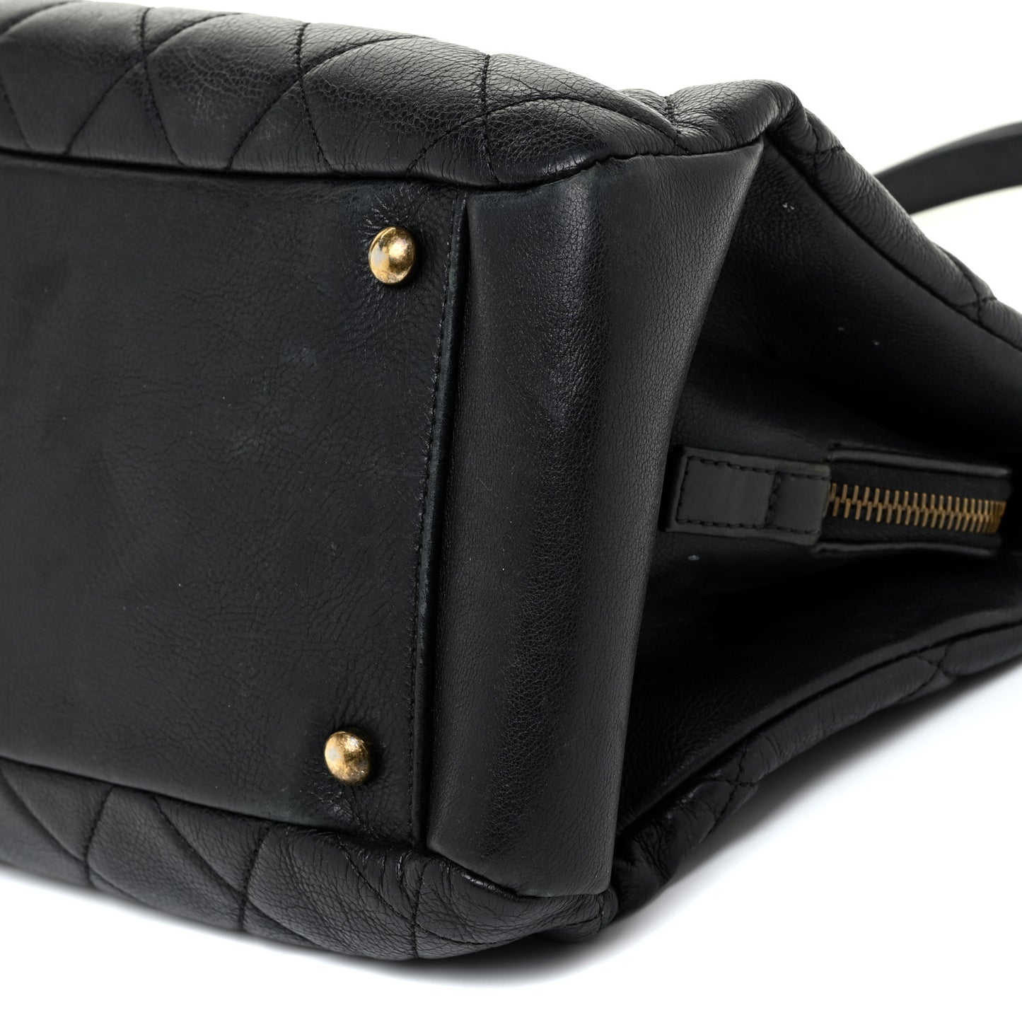 Calfskin Quilted Small CC Crown Tote Black