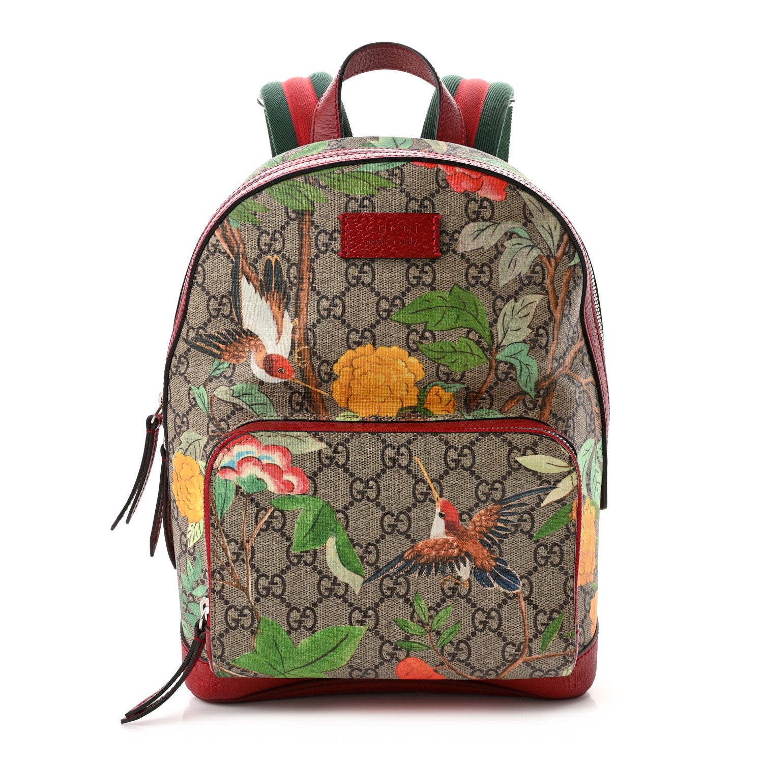 Gucci GG Supreme Monogram Tian Web Small Day Backpack Beige Multicolor Red 1 of 10