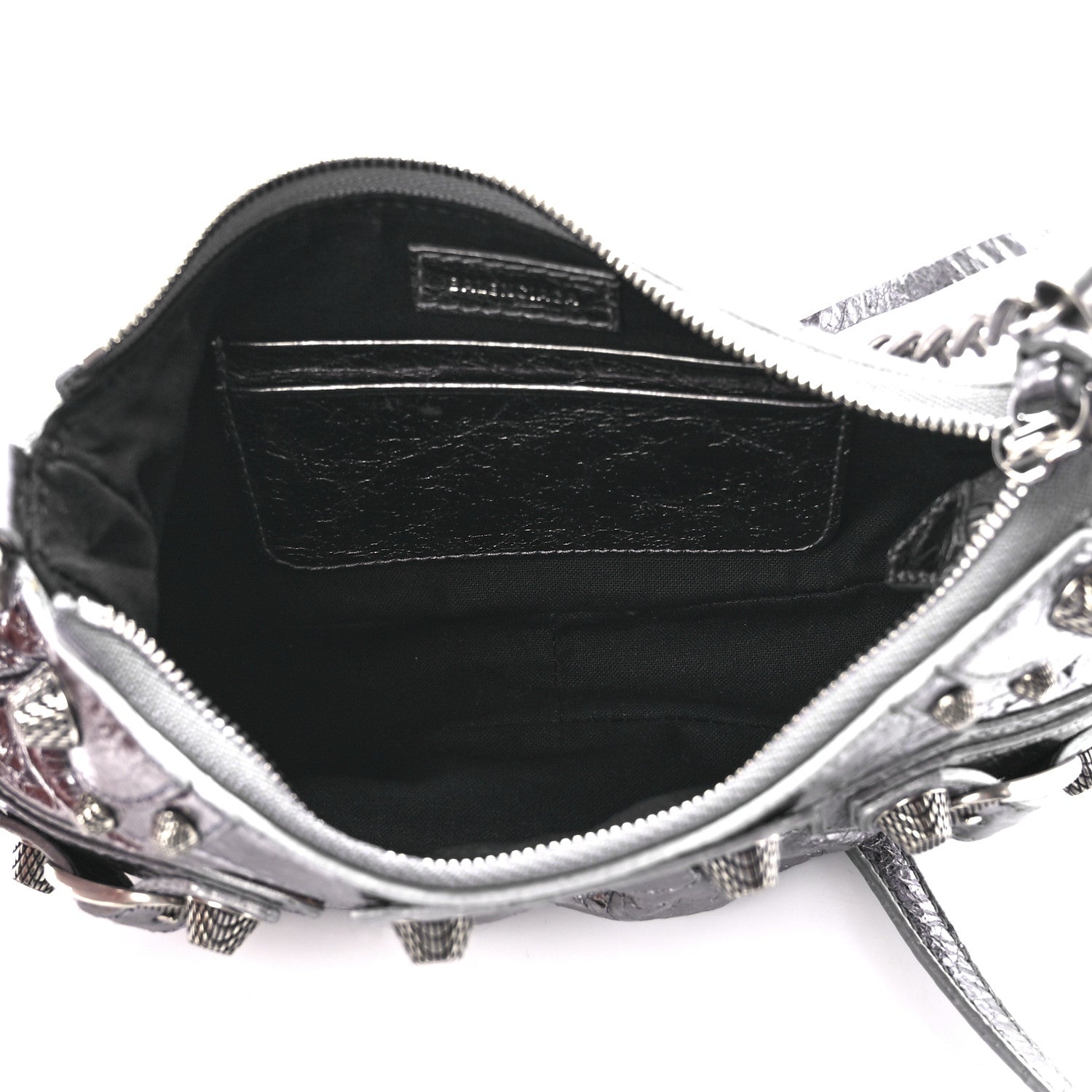 Balenciaga Metallic Agneau Arena Le Cagole Purse With Chain Mini Silver 5 of 11