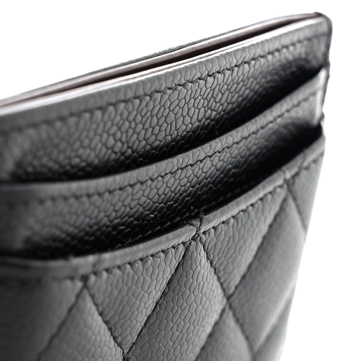 Caviar Quilted Card Holder Black