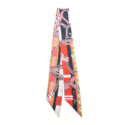 Hermes Silk Fantaisie D'Etriers Twilly Anthracite Corail 2 of 4