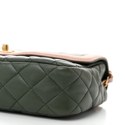 Chanel Lambskin Quilted Bi-Color Flap Green Pink 10 of 10
