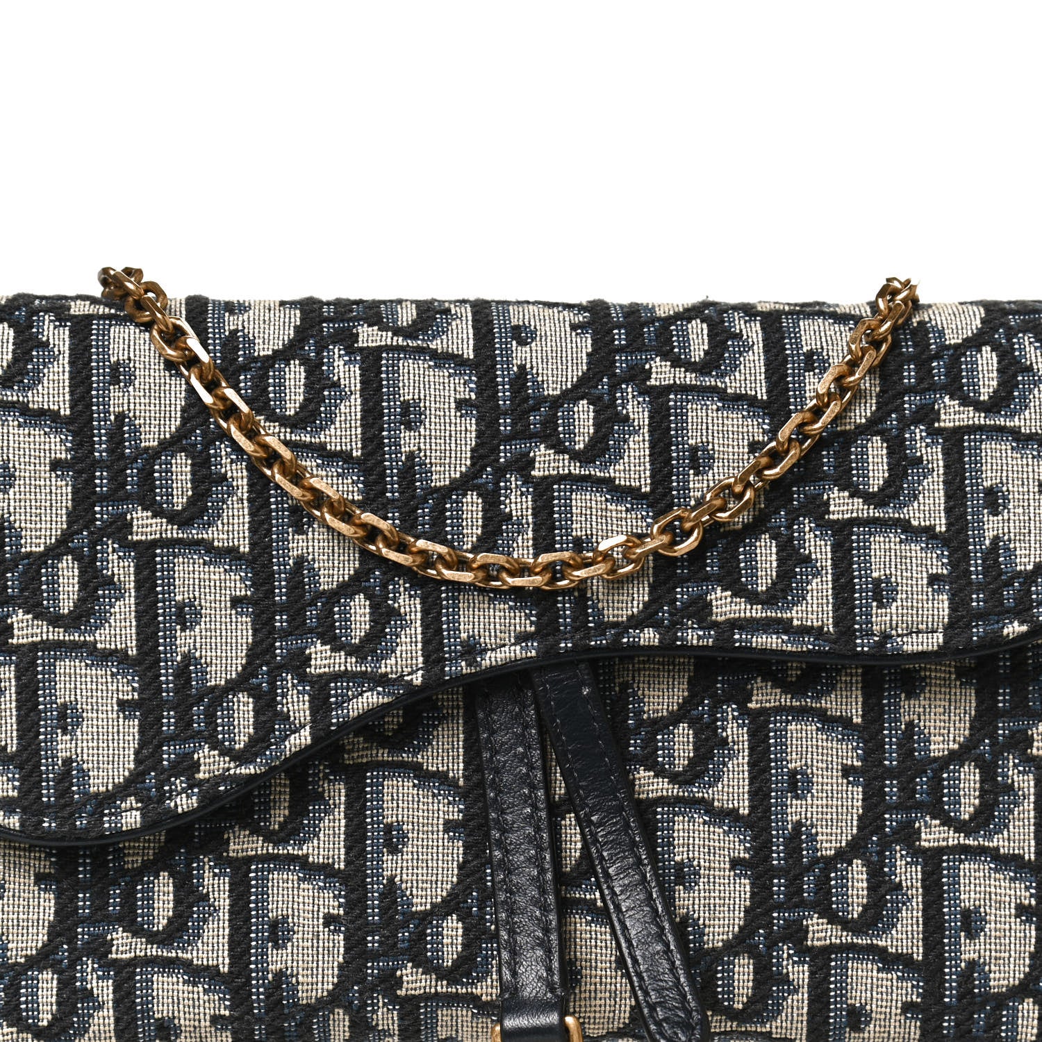 Christian Dior Oblique Saddle Chain Long Wallet Blue 8 of 13