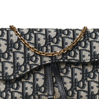Christian Dior Oblique Saddle Chain Long Wallet Blue 8 of 13