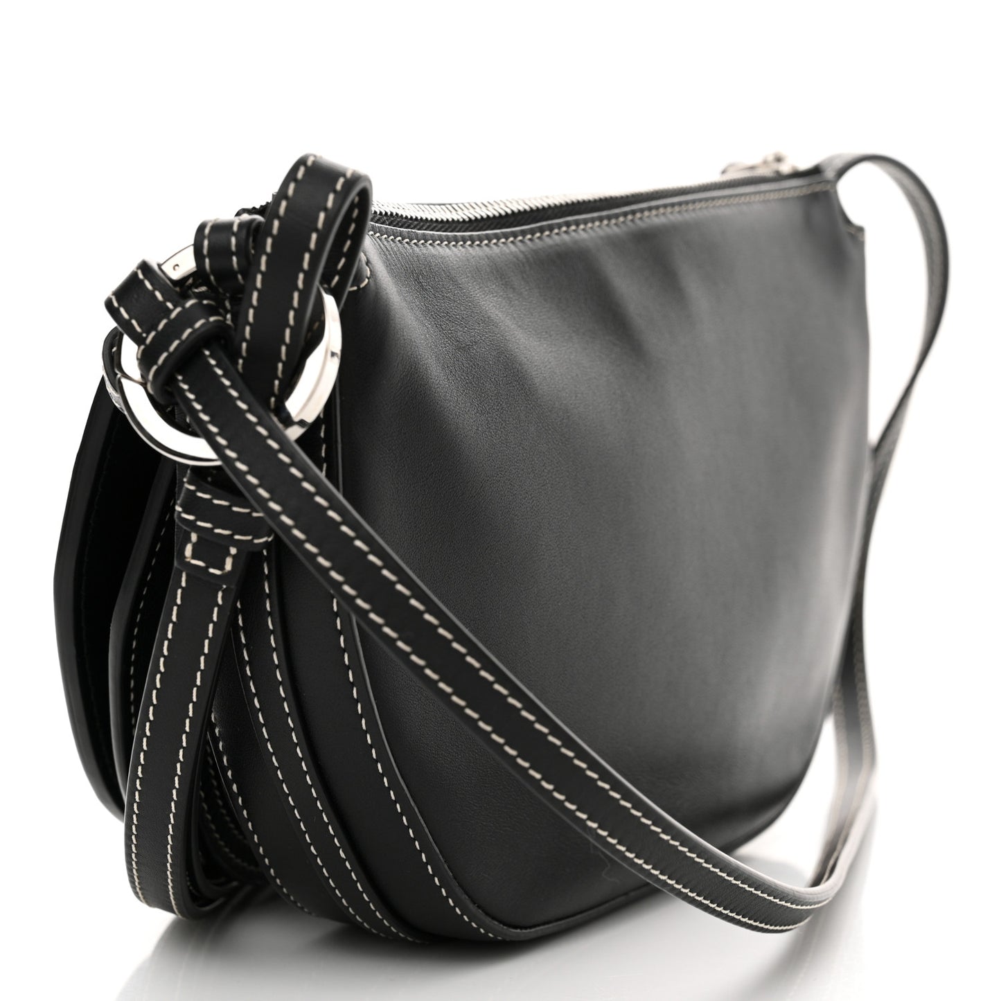 Canvas Horseferry Print Double Olympia Shoulder Bag Black