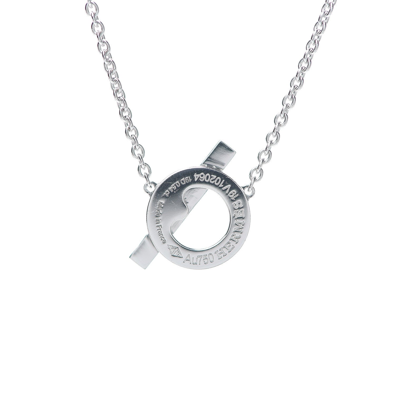 Hermes 18K White Gold Diamond Finesse Pendant Necklace 4 of 5