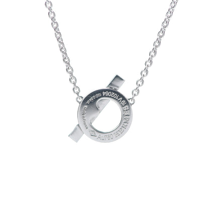 Hermes 18K White Gold Diamond Finesse Pendant Necklace 4 of 5