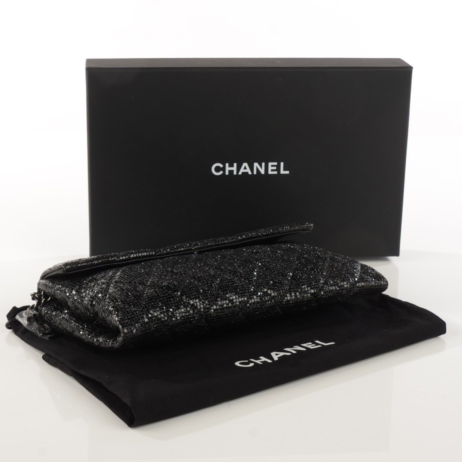 Chanel Vinyl Quilted Clutch With Chain Black 4 of 7