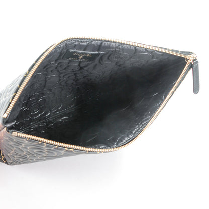 Chanel Lambskin Camellia Embossed Medium Cosmetic Case Black Gold 5 of 7