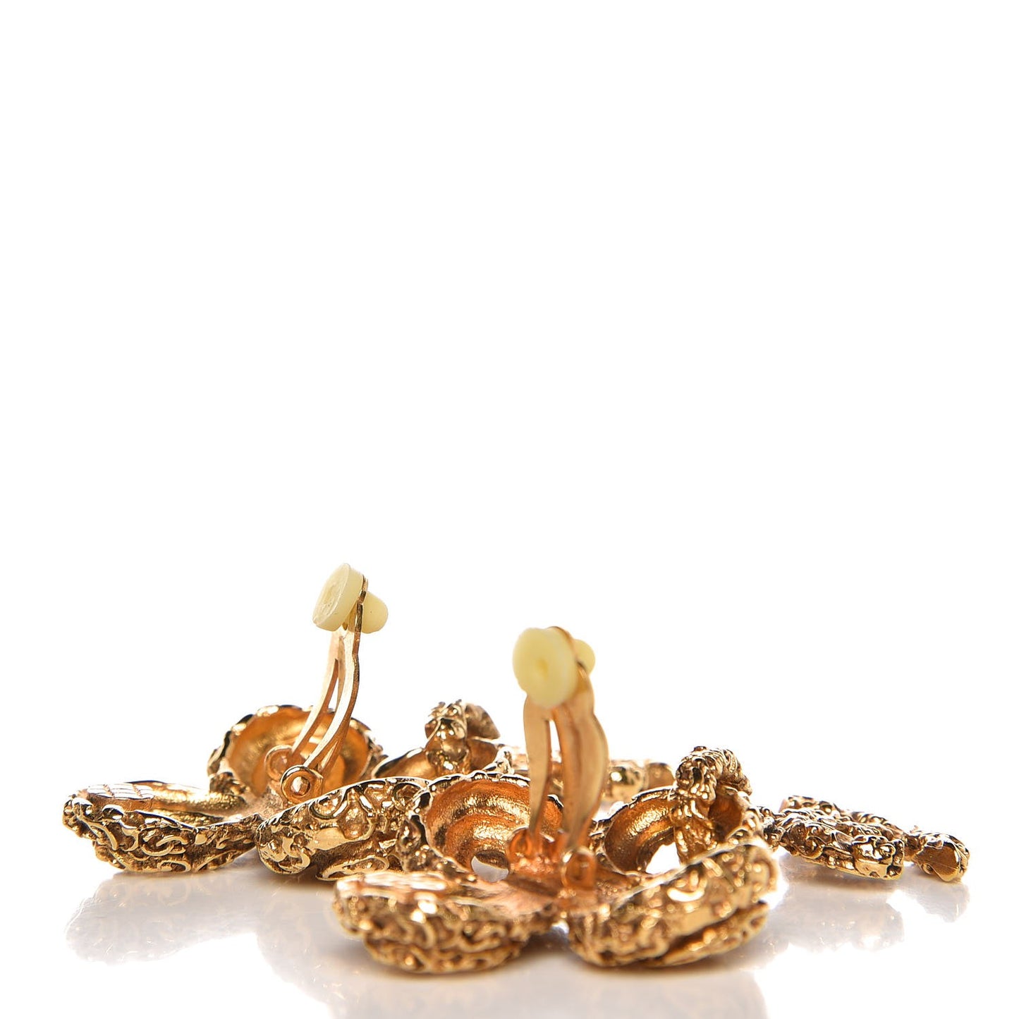 Fleur De Lis CC Drop Clip On Earrings Gold