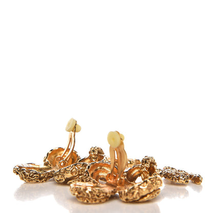 Chanel Fleur De Lis CC Drop Clip On Earrings Gold 3 of 5