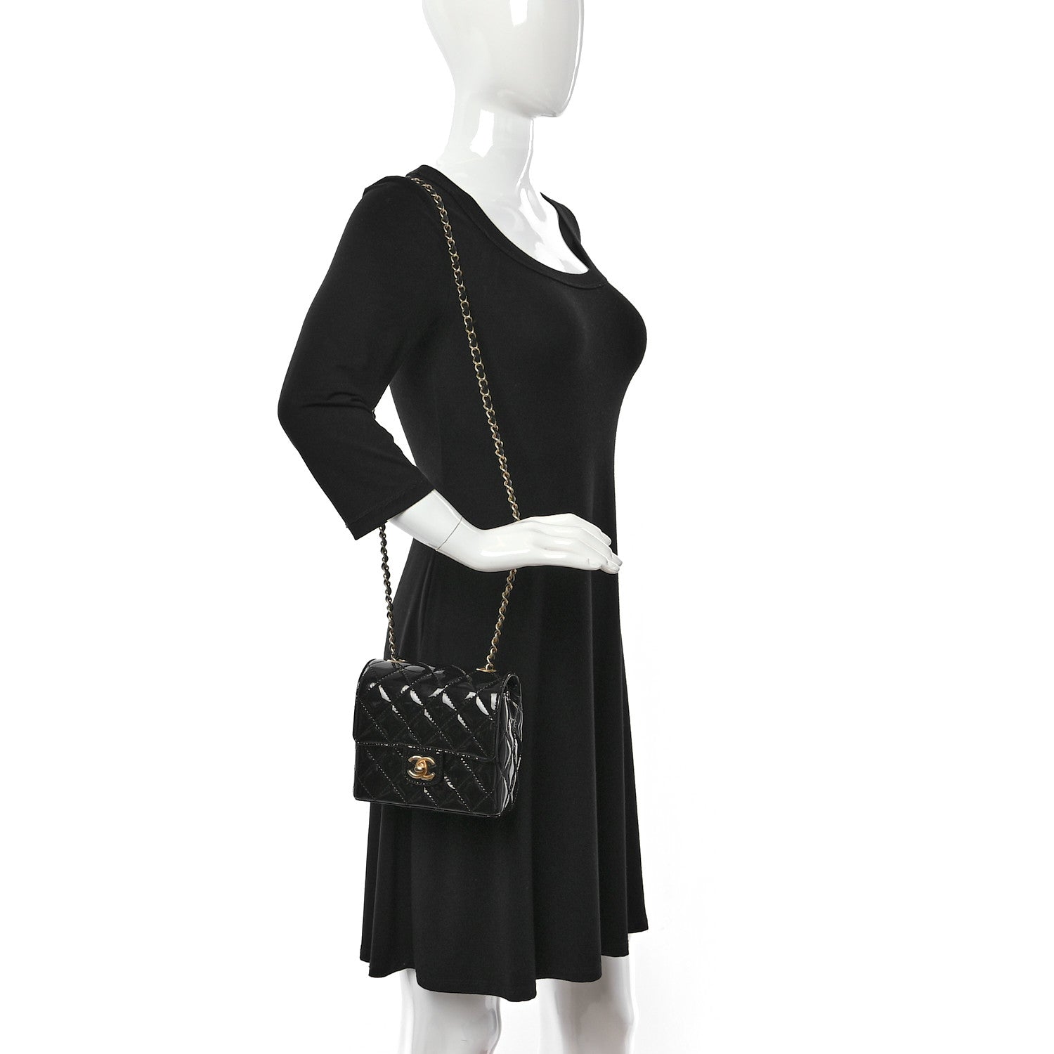 Chanel Patent Calfskin Quilted Mini Square Flap Black 2 of 10