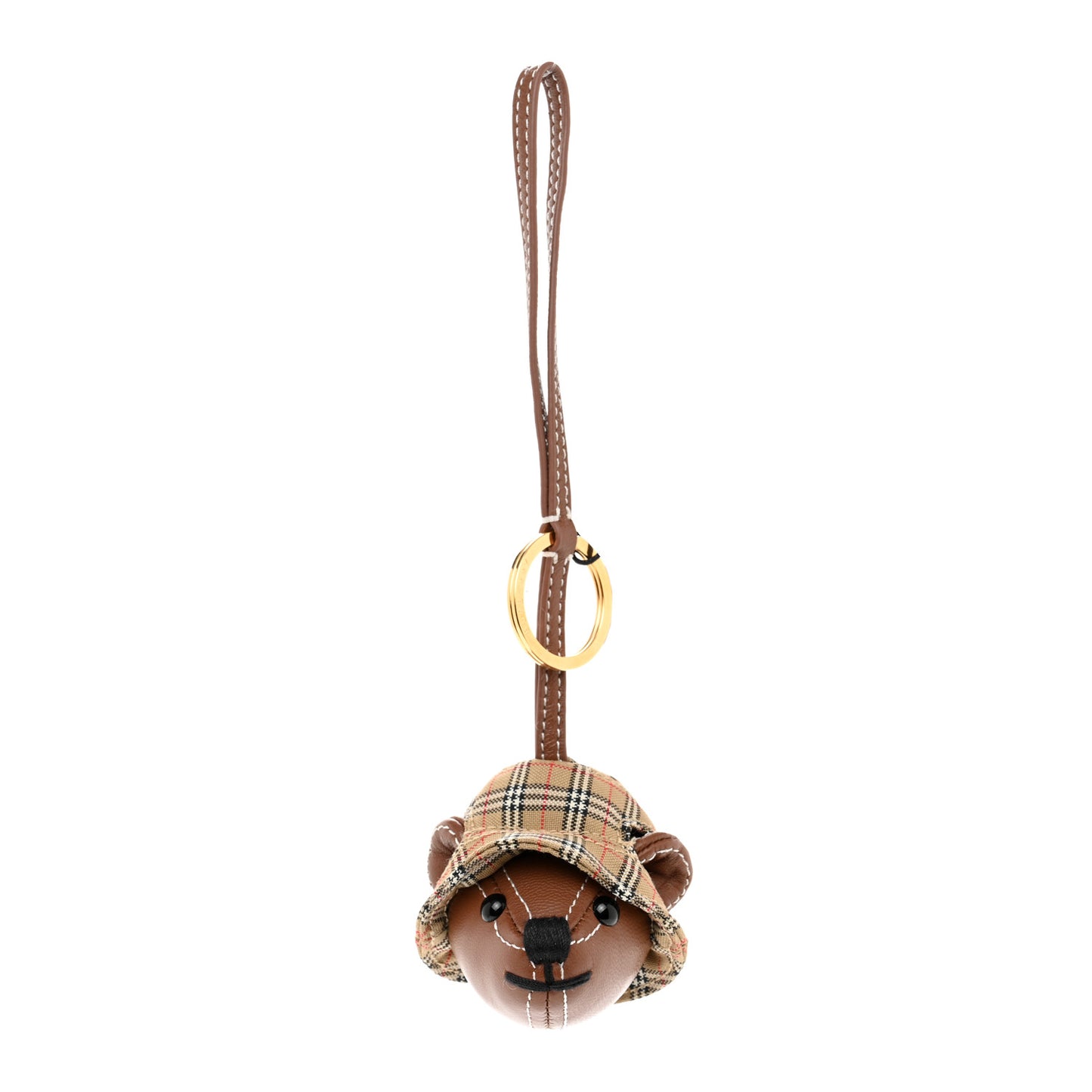 Cashmere Vintage Check Thomas Head Teddy Bear Keychain Charm Archive Beige