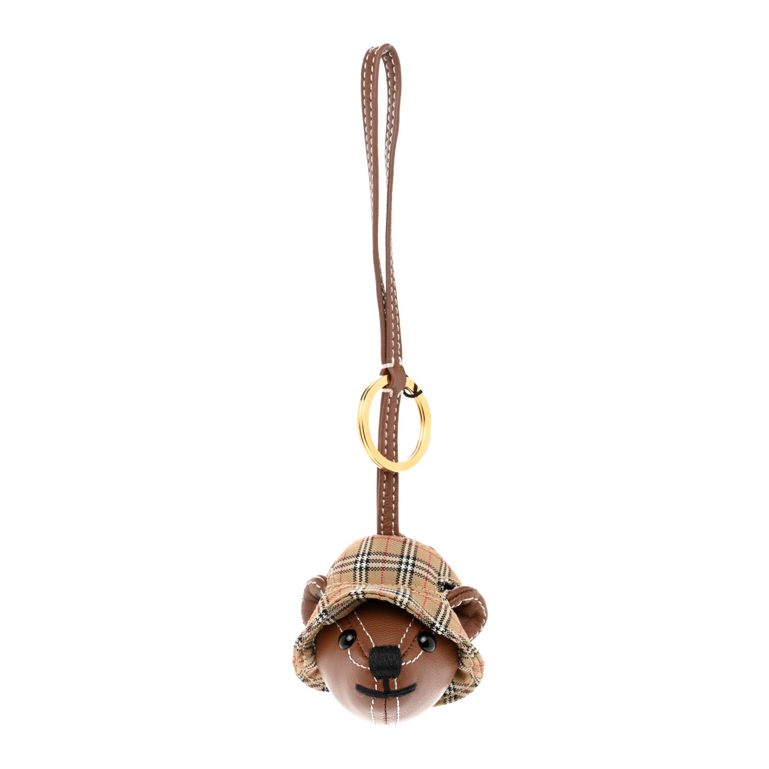 Burberry Cashmere Vintage Check Thomas Head Teddy Bear Keychain Charm Archive Beige 1 of 4