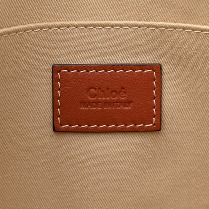 Chloe Cotton Calfskin Large Woody Ribbon Tote White Brown 6 of 15