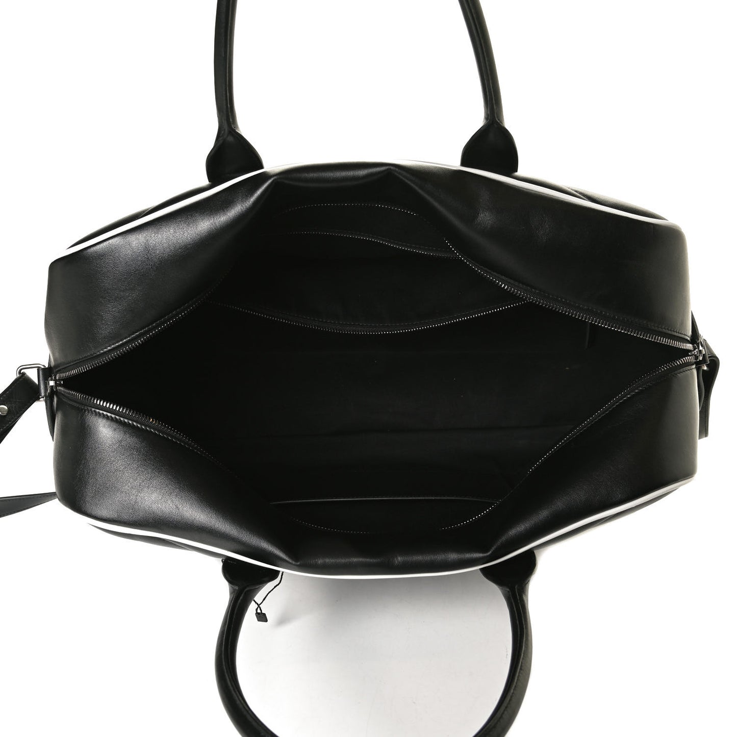 Calfskin Miles Logo Bowler Duffel Bag Black