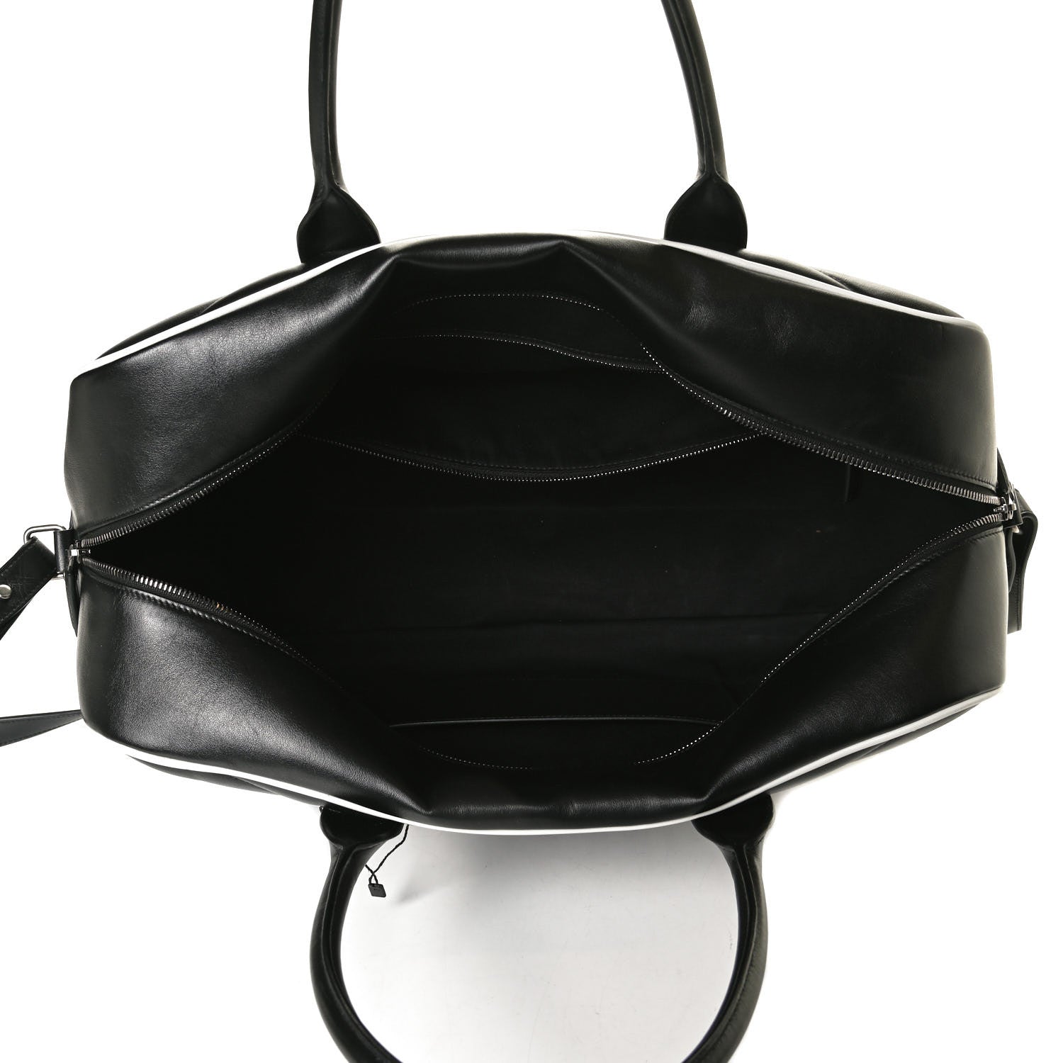 Saint Laurent Calfskin Miles Logo Bowler Duffel Bag Black 5 of 15
