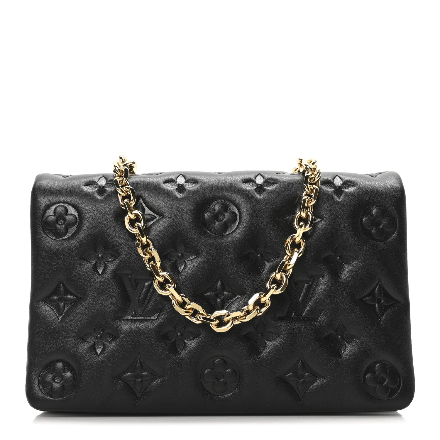 Louis Vuitton Lambskin Embossed Monogram Pochette Coussin Black 1 of 9