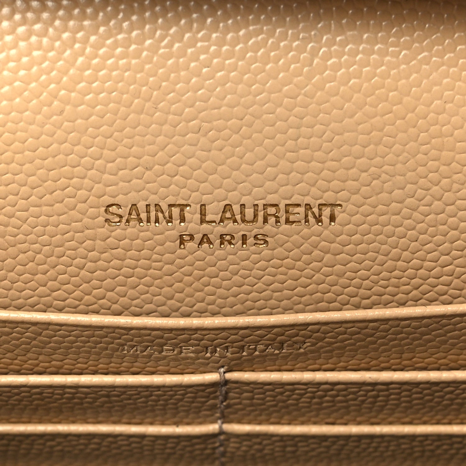 Saint Laurent Grain De Poudre Matelasse Chevron Monogram Chain Wallet Dark Latte 6 of 10