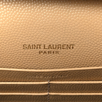 Saint Laurent Grain De Poudre Matelasse Chevron Monogram Chain Wallet Dark Latte 6 of 10