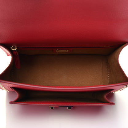 MCM Calfskin Studded Small Patricia Satchel Chinese Red 6 of 11