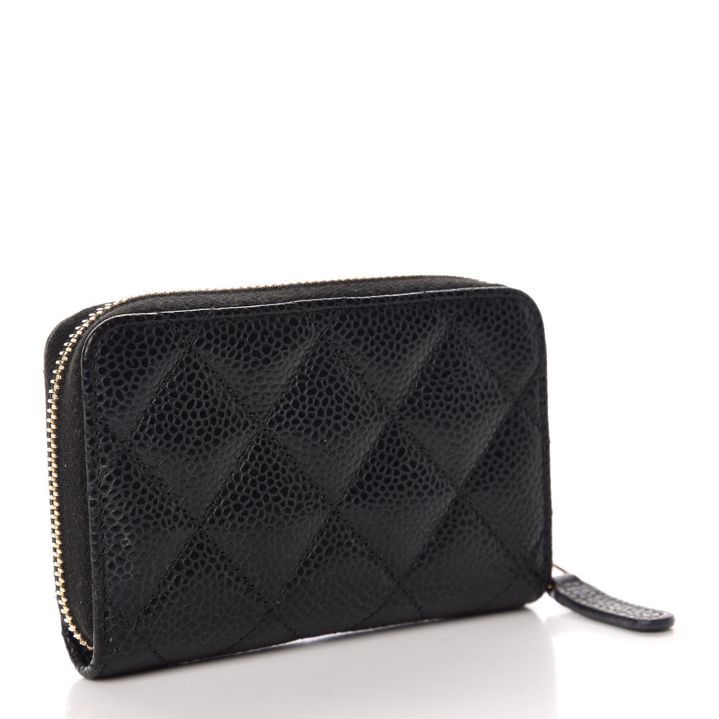 Caviar Quilted Zip Coin Purse Black
