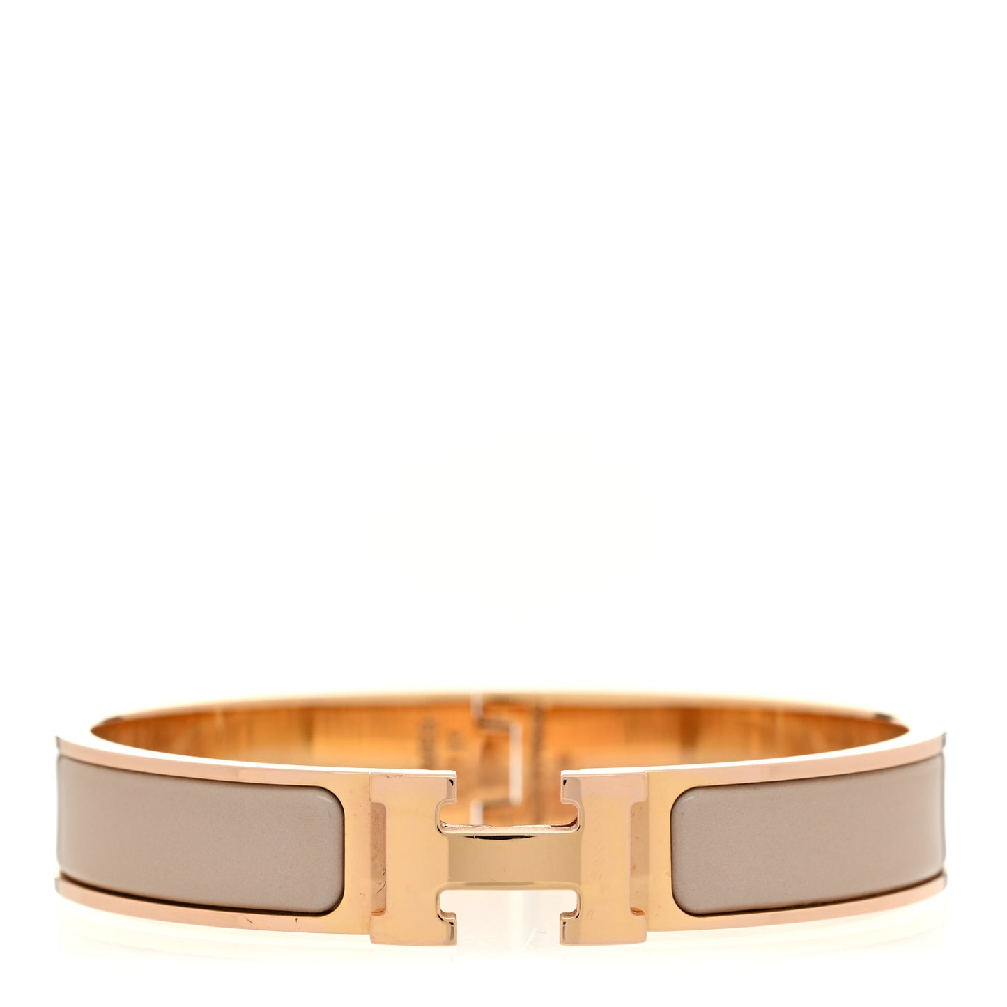 Enamel Narrow Clic Clac H Bracelet PM Marron Glace