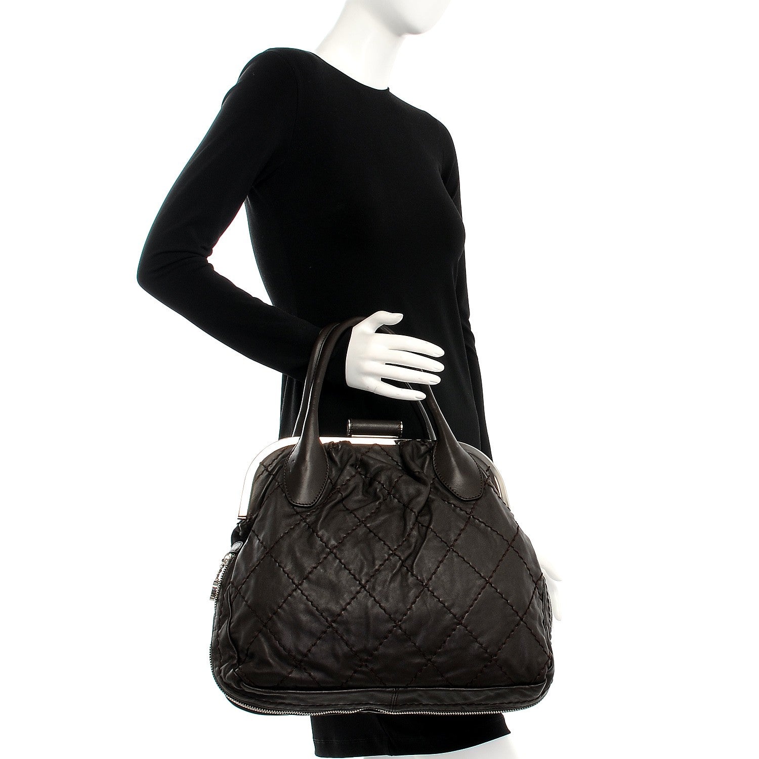 Chanel Calfskin Expandable Stitched Frame Bag Dark Brown 2 of 8