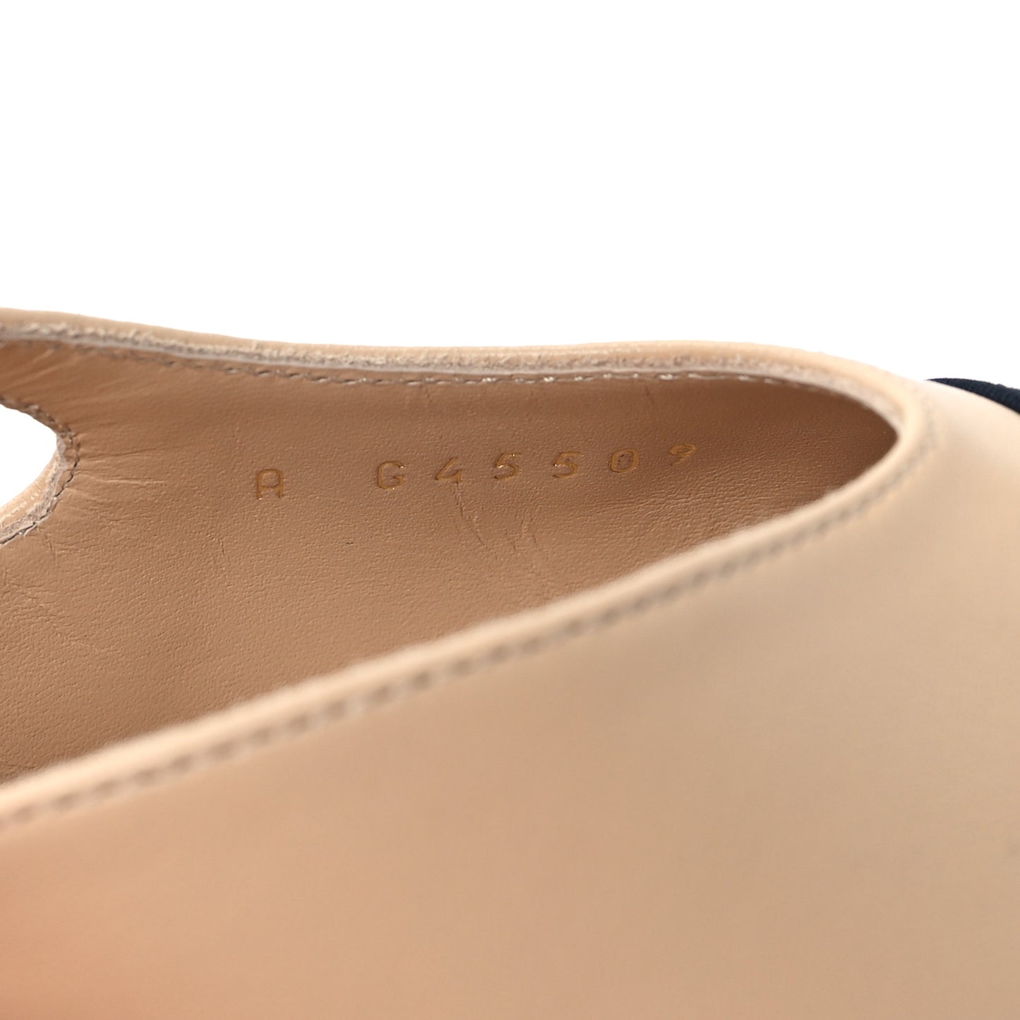 Lambskin Grosgrain Cap Toe CC Slingback Pumps 35 Beige Black