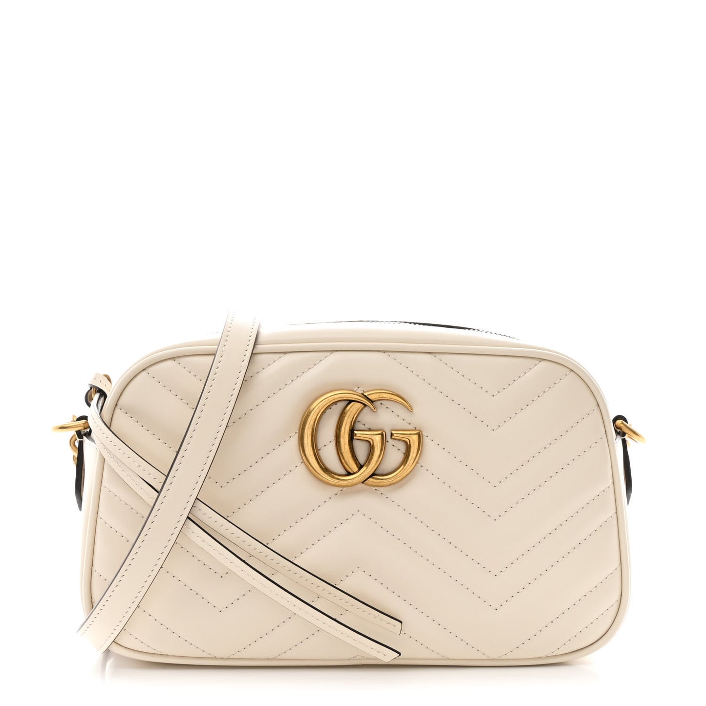 Calfskin Matelasse Small GG Marmont Chain Shoulder Bag White