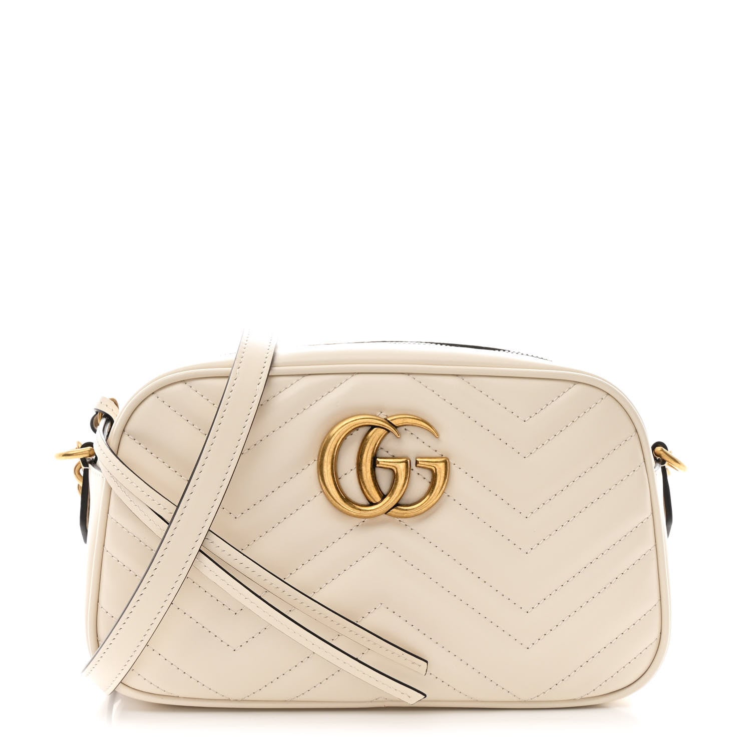 Gucci Calfskin Matelasse Small GG Marmont Chain Shoulder Bag White 1 of 10