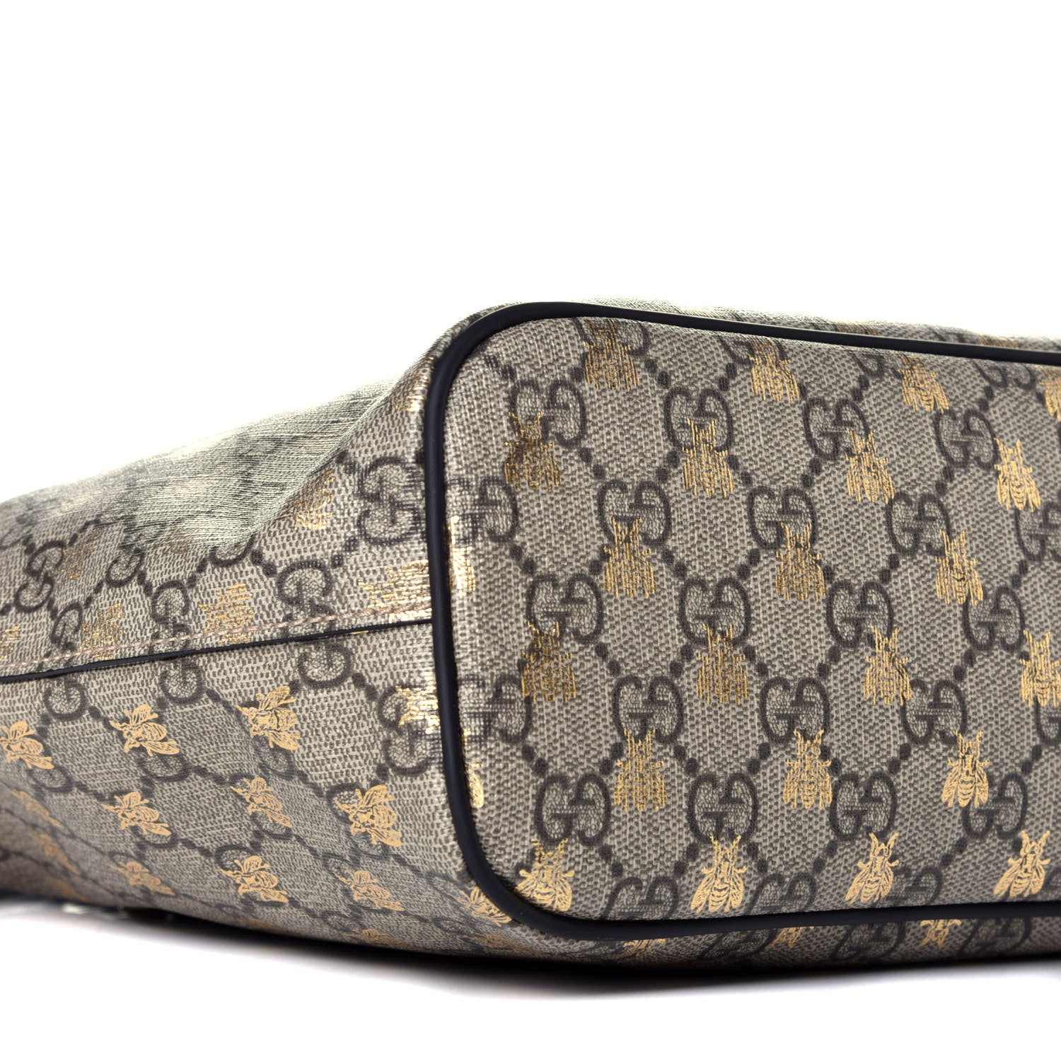 Gucci Soft GG Supreme Monogram Bees Small Crossbody Tote Beige Oro Black 9 of 11