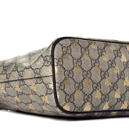 Gucci Soft GG Supreme Monogram Bees Small Crossbody Tote Beige Oro Black 9 of 11