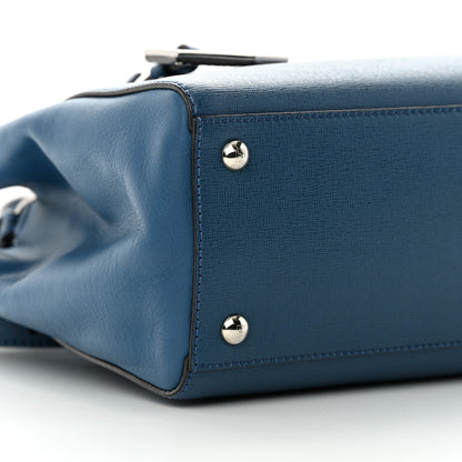 Fendi Vitello Elite Petite 2Jours Tote Blue Cobalto 9 of 13