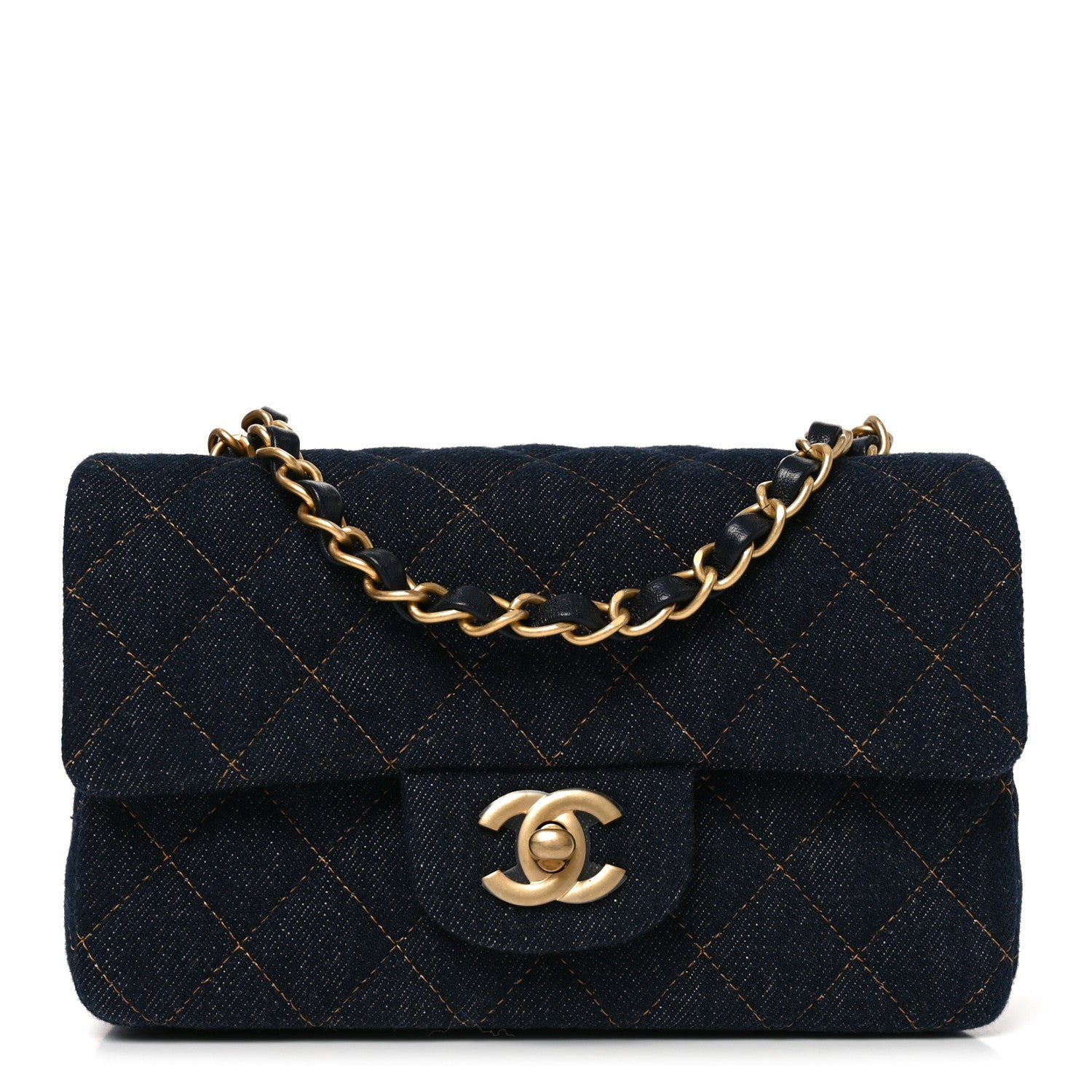 Chanel Denim Quilted Mini Rectangular Flap Dark Blue 1 of 11