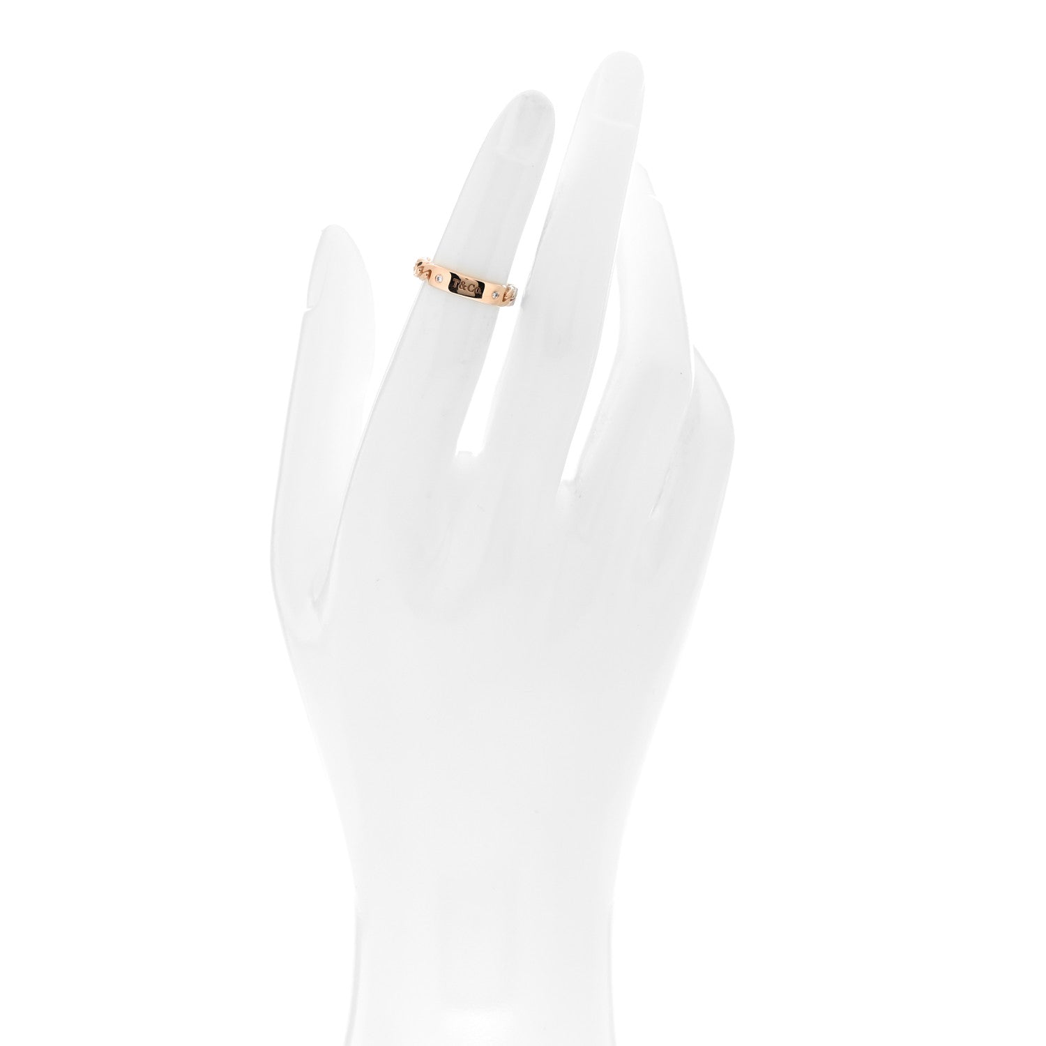 Tiffany 18K Rose Gold Diamond Micro Link Ring 47 4 2 of 5
