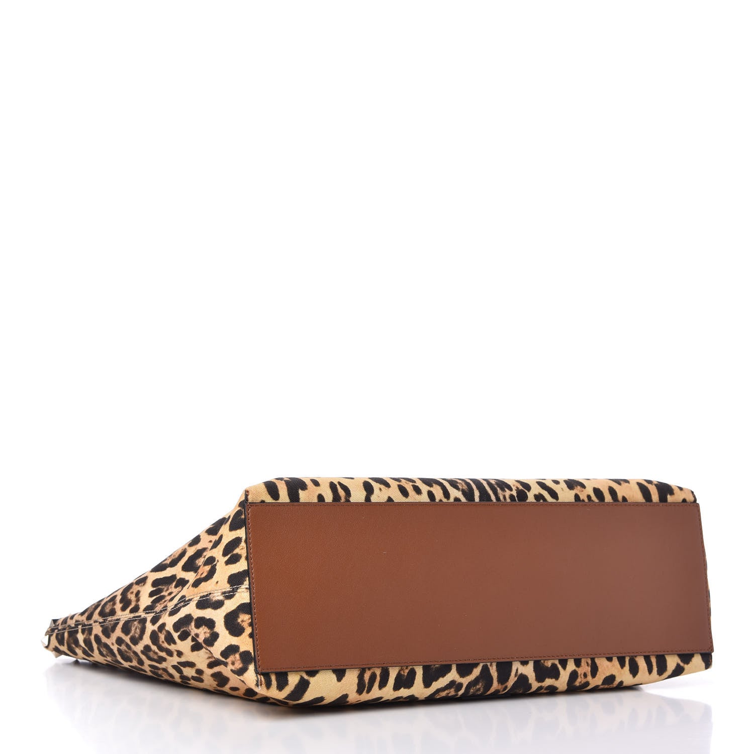 Valentino Garavani Canvas Nappa Leopard Print Rockstud Tote Brown 4 of 9