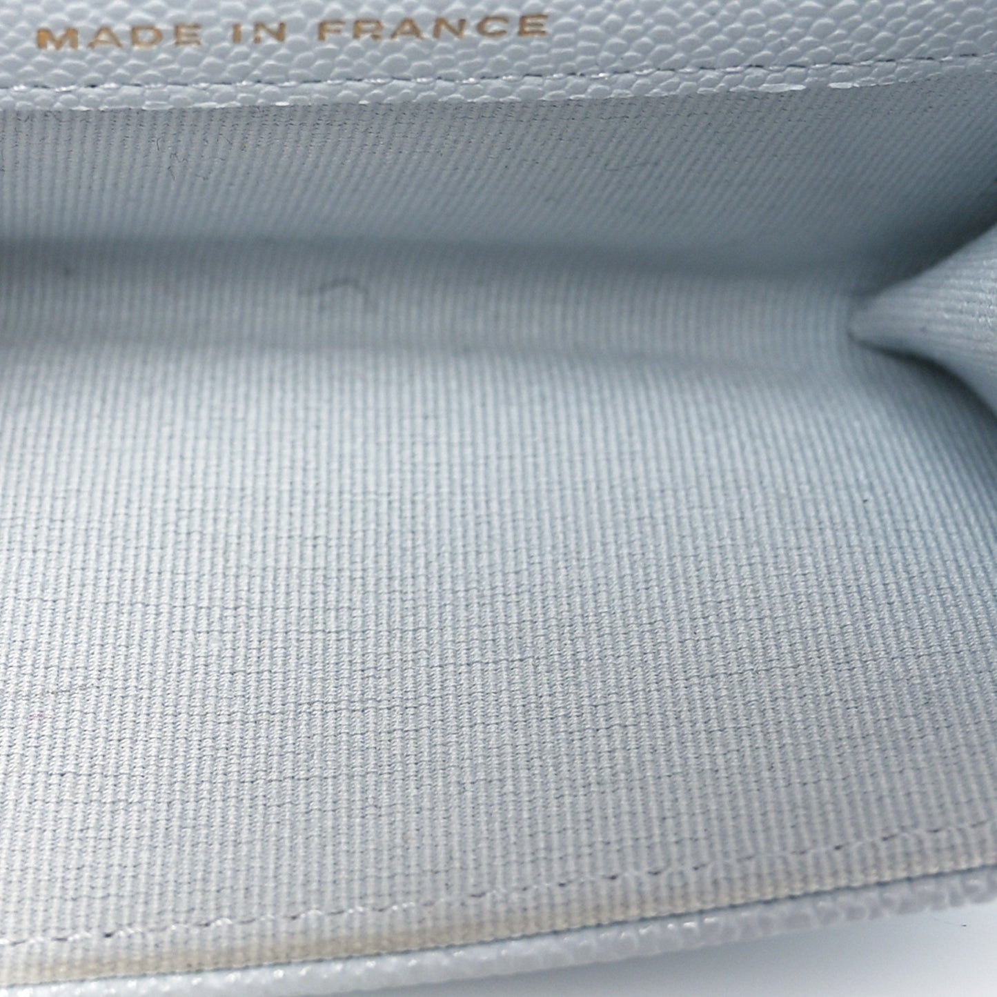 Caviar Quilted Flap Card Holder Wallet Light Blue