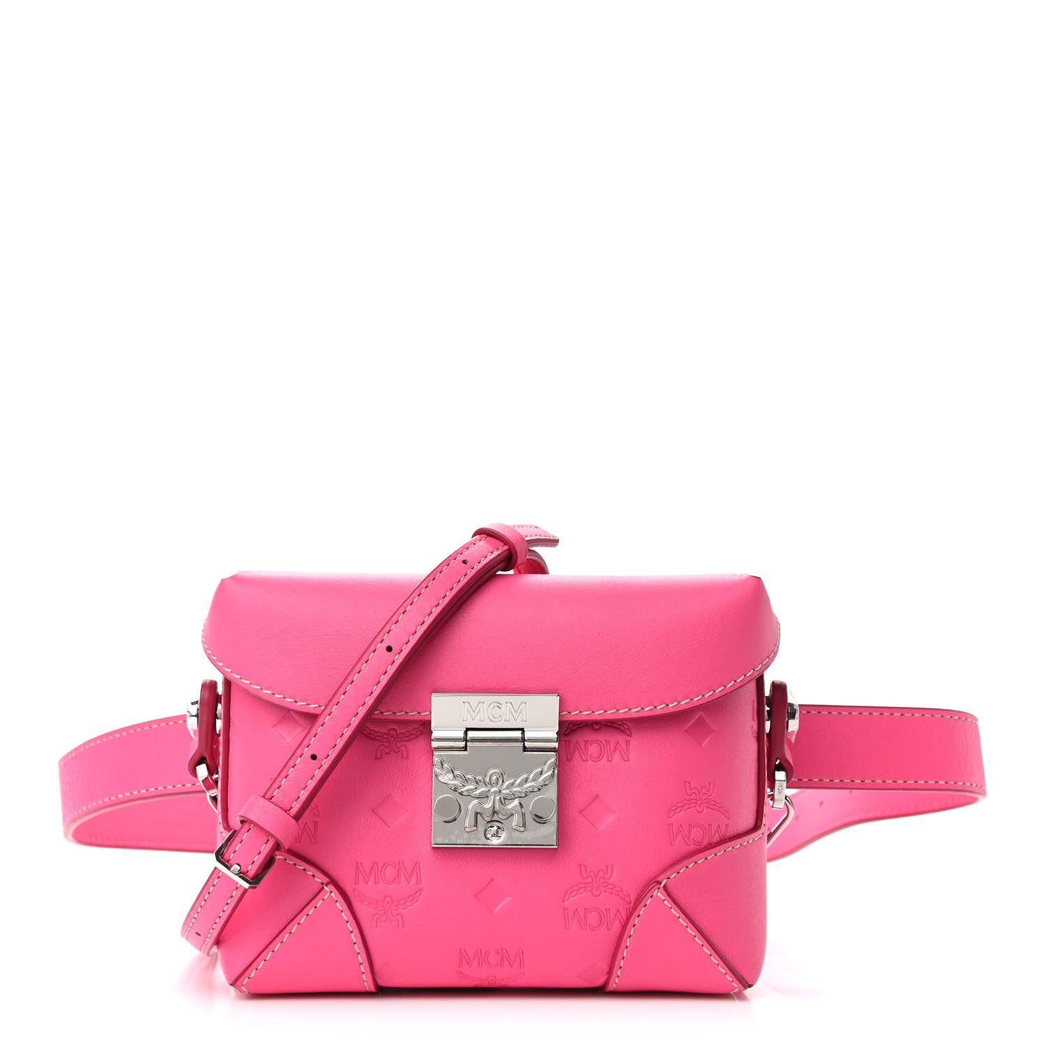 MCM Calfskin Ottomar Monogram Soft Berlin Belt Bag Pink 1 of 10