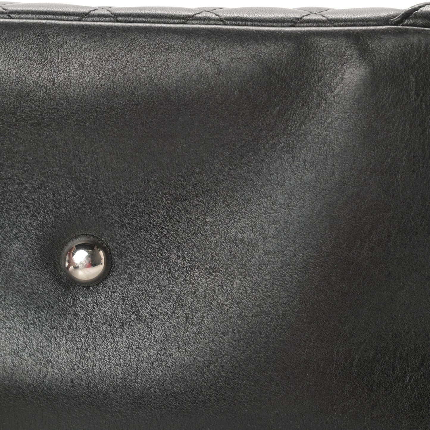 Calfskin Quilted Large Cambon Tote Black White