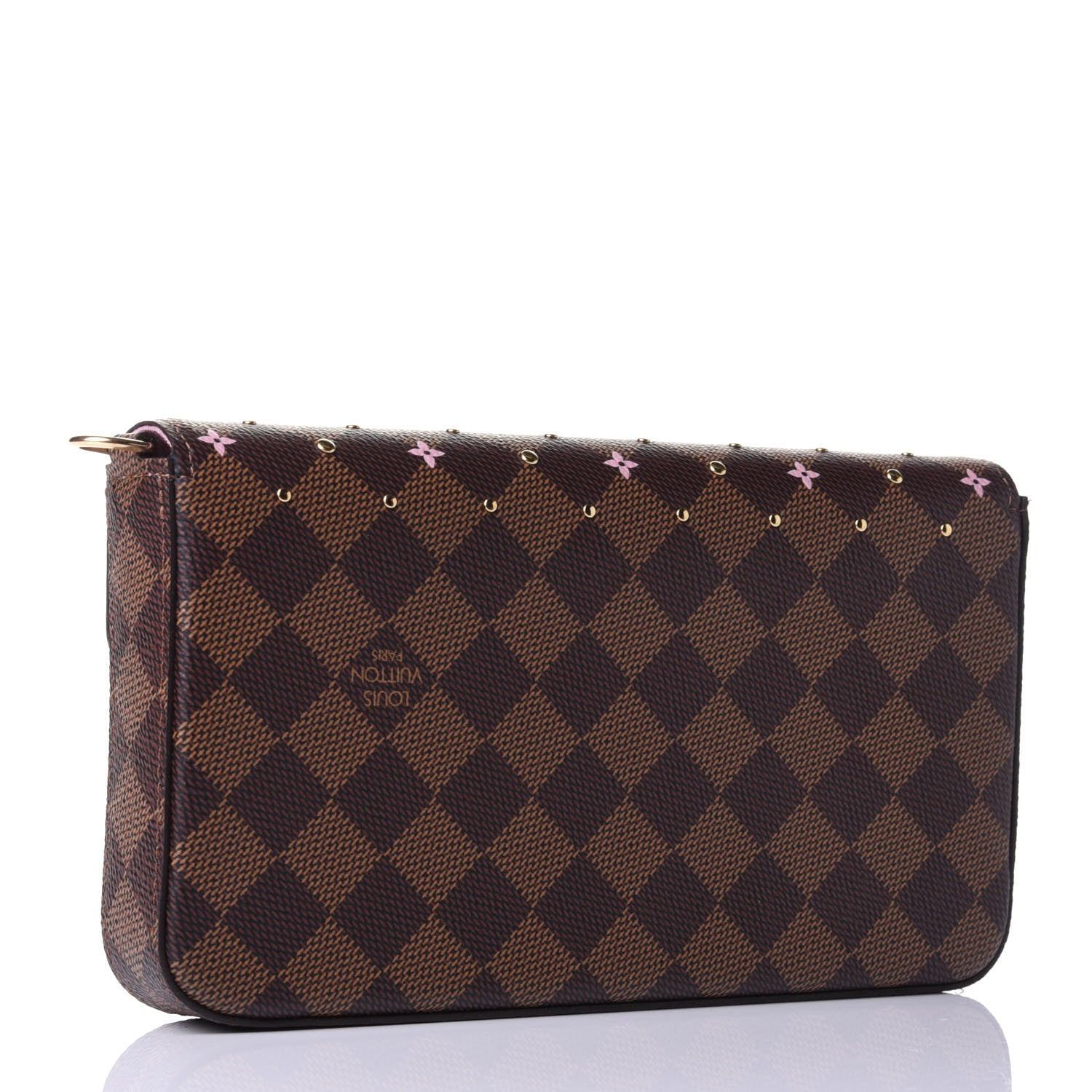 Louis Vuitton Damier Ebene Studded Pochette Felicie Chain Wallet 4 of 8