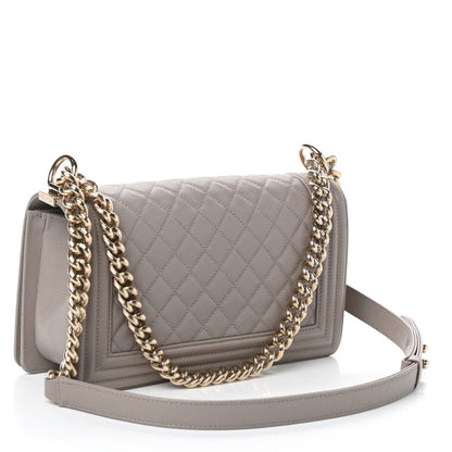 Chanel Caviar Quilted Medium Boy Flap Dark Beige 3 of 10